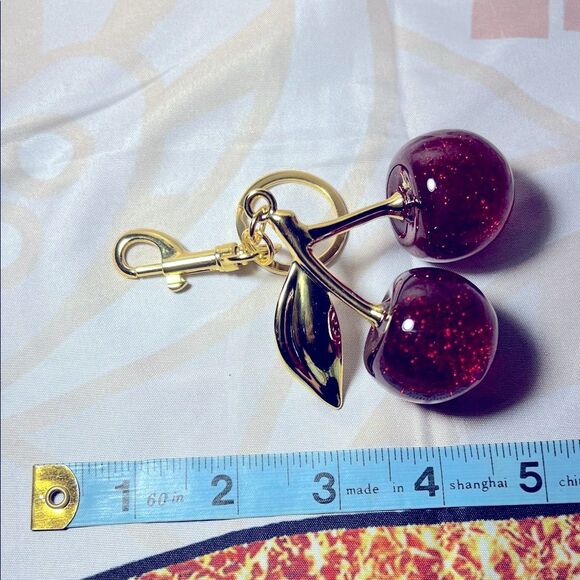 Red Cherry Keychain with Gold Accents - Picture 4 of 4